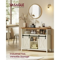 2-Door Storage Cabinet with Adjustable Shelves, Multi-Purpose Buffet Dresser, 33x100x80cm, Easy Assembly, White and Brown