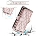 thumbnail image 4 of Furiet Argyle Wallet Case for Motorola Moto G 5G 2023 with Wrist/Shoulder Strap Card Slots Flip Zipper Purse, Luxury PU Leather Card Holder Stand Cell Phone Cover for G5G G5 Women Girls Rose Gold, 4 of 8