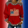 thumbnail image 2 of Womens Long Sleeve Crewneck Top 250 Years Printed Pullover Vintage Flag Graphic Casual Loose Fit Sweatshirt for Everyday Wear Red M, 2 of 3