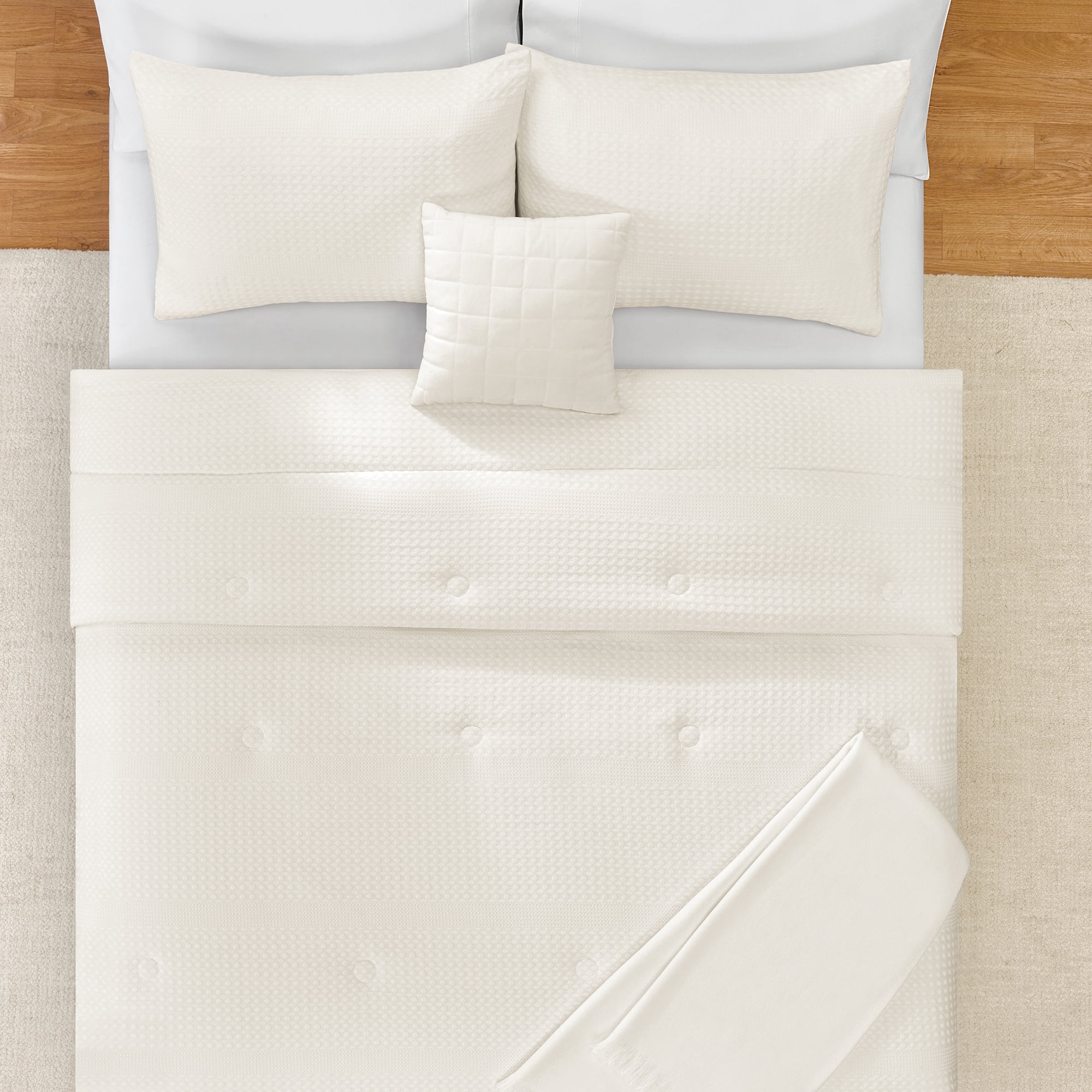 Mainstays King Comforter Set, All-Season, 5-Piece, Ivory Waffle
