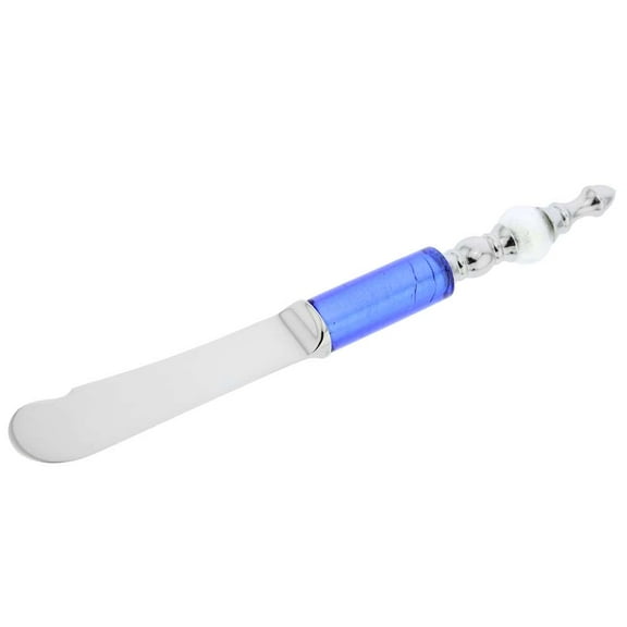GlassOfVenice Italian Murano Glass Butter Spreader - Silver Blue