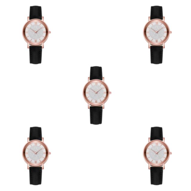 ZheElen Easy-to-read Ladies Quartz Watch Fashionable And Reliable Analog Display white black 5Set