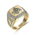 thumbnail image 3 of Ag Stainless Steel Ring Men Vintage Gold Color Male Hiphop Rock Man Rings Retro Free Mason Freemasonry Masonic Punk Jewelry, 3 of 5