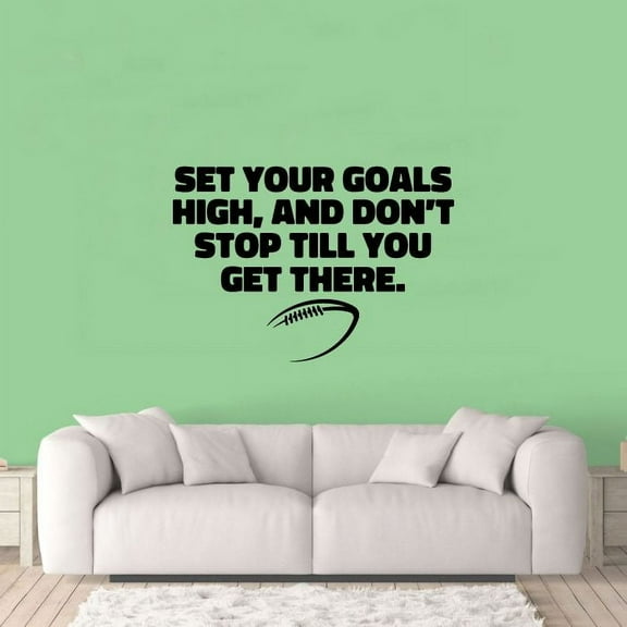 Set Your Goals High Rugby Quote Wall Sticker Room Vinyl Wall Art Decals Sport Activities/ Rugby Fitness Inspiration Training Home Gym Vinyl Stickers Motivational Wall Art Decoration Size (24x40 inch)