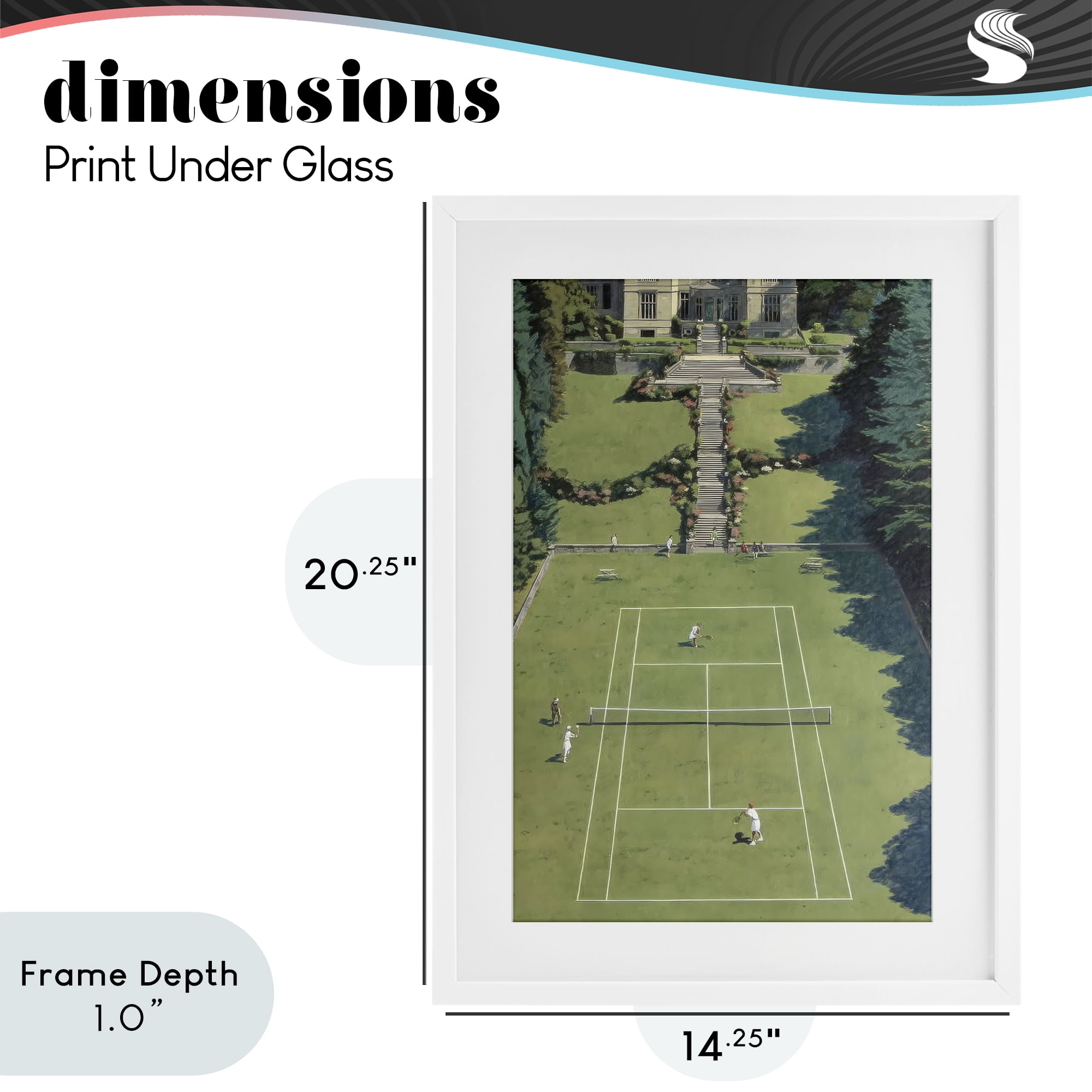 Stupell Industries Tennis Court at Mansion White Framed Print Under Glass, design by Petal Prints Design