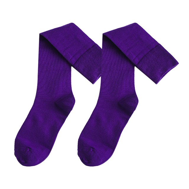 Qarigey 1 par de calcetines de algodón de diario, medias creativas hasta las rodillas, dulce regalo, vestido de mujer de punto sólido, disfraz de Medias Violeta Qarigey AP009906-02
