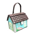 thumbnail image 3 of Bolso bandolera con forma de casa, de piel sintética, para vacaciones y trabajo. Azul, 3 of 9