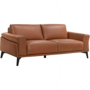 New Classic Furniture Como Leather Upholstered Sofa in Terracotta Orange