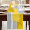 thumbnail image 3 of Yellow Abstract Burlap Cotton Table Runner 18x72 Inches Long, Grey Geometric Oil Painting Vintage Gradient Farmhouse Table Runners, Outdoor Dining Tablecloths Decor for Baby Shower/Party/Wedding, 3 of 8