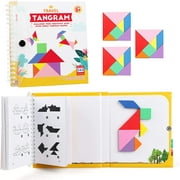 Vanmor Travel Tangram Puzzle - 3 Set of Magnetic Tangram with 240 Solution - Montessori Shape Pattern Blocks Jigsaw Road Trip Games IQ Book Educational Toy Brain Teaser Gift for Kids Adults Challenge