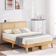 thumbnail image 1 of Ourlova Queen Rattan Bed Frame With Natural Headboard-LED Lights-Underbed Storage-No Box Spring Needed-Noise Free-Easy Assembly, 1 of 7