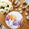 thumbnail image 2 of Round Placemats Purple Yellow Tulip 15 inch Set of 4 Table Mats for Dining Table Floral Heat Resistant Non-Slip Kitchen & Home Decorative Place Mat Set, 2 of 8