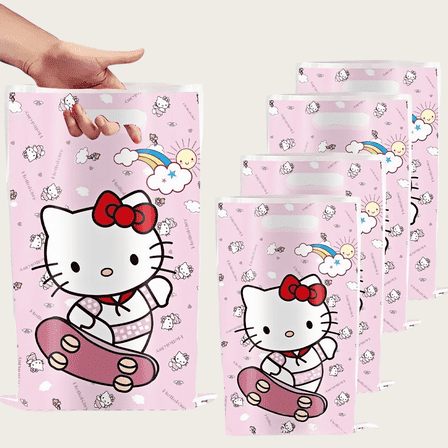 40Pcs Hello Kitty Anime Cartoon Party Favor Gift Bags with Handle - Kids Birthday Goodie Bags for Candy, Themed Party Decorations Supplies