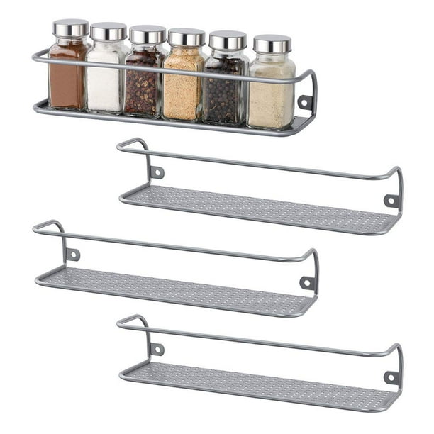 Wallmounted Large Spice Racks for Storage, 4Pack Silver Walmart