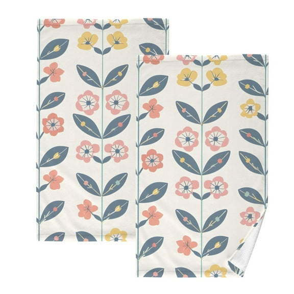 Vintage Flower Leaf Vines 2 Pcs Hand Towel Set Cotton Absorbent Soft Face Towels Bath Towels for Bathroom Kitchen Shower Hotel Decor 16"x28"