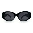 thumbnail image 5 of Womens Oversized Oval Mod Luxury Fashion Plastic Sunglasses All Black, 5 of 8