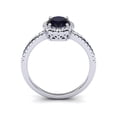 thumbnail image 3 of SuperJeweler 1 1/2 Carat Oval Shape Created Sapphire and Halo Diamond Ring In Sterling Silver For Women, 3 of 6