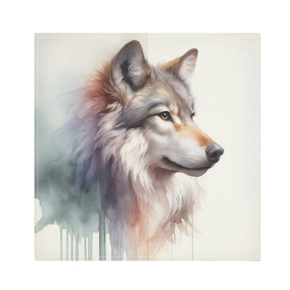 JSTEL Wolf Animal Cloth Napkins Set of 1, 20x20 Inch Washable and Reusable Napkin for Decoupage Dinner Party Everyday Use