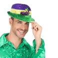 thumbnail image 5 of LIZUOJUN Mardi Gras Sequin Fedora Hat Purple, Gold, Green Trilby with Mask Applique Carnival Party Costume Accessory for Men & Women H A, 5 of 5