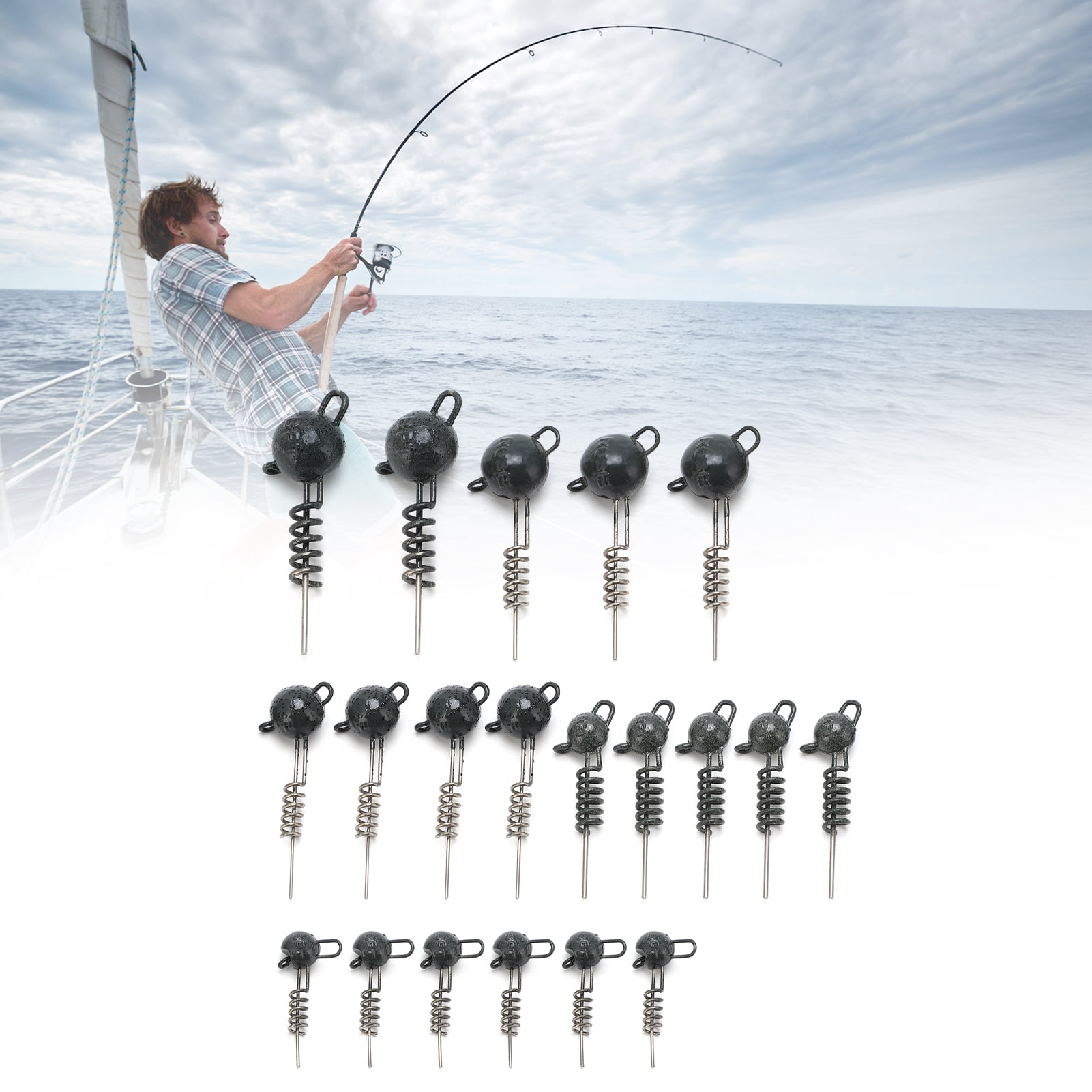 BIMZUC 5-20g Durable Fish Head Hooks with Round Jig Head High Quality Metal Fishing Accessories 5.51 inches / 14 cm