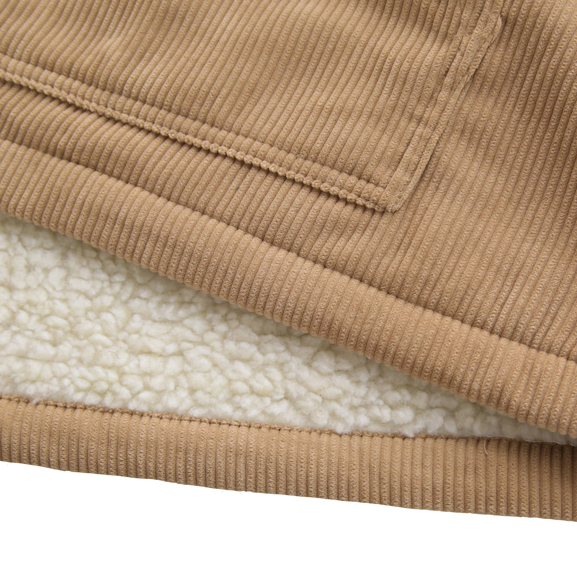 Beautiful Giant Men's Corduroy Jacket with Sherpa Lining Winter Warm Zip-Up Hooded Coat Thick Thermal Outerwear