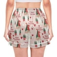thumbnail image 2 of Women's Silk Pajama Shorts Gnomes Red Green Hats Pajama Shorts Women's Casual Pajama Shorts with Pockets, 2 of 6