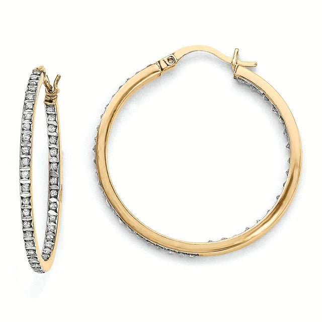 Sterling Silver & Gold-plated Diamond Mystique Round Hoop Earrings QDF120