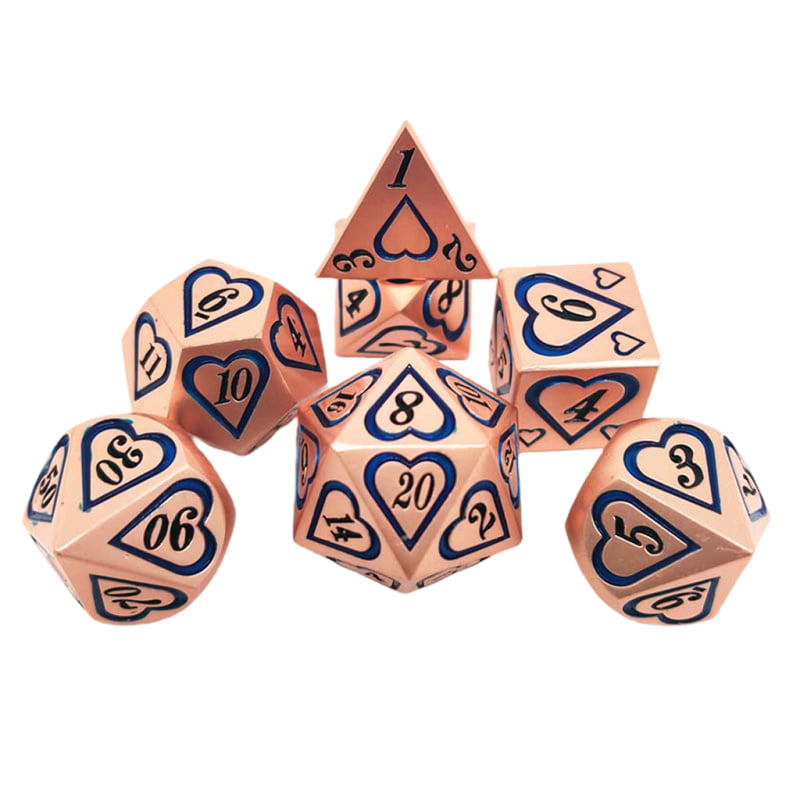 7Pcs Heart Shape Polyhedral Dice Set for Role Play Party Table Game Props 