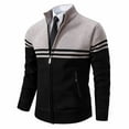 thumbnail image 2 of Miluxas Mens Full Zip Cardigan Sweater Casual Knit Stand Collar Cardigan Slim Fit Color Block Fall Winter Sweaters Black M(M), 2 of 5