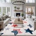 thumbnail image 5 of Rectangle Rug 5x8ft Area Rug, Independence Day Blue Red Star Area Rugs for Living Room Bedroom, Vintage Wooden Plank Floor Mat Non-Slip Non-Shedding Carpet Indoor Accent Rugs, 5 of 9