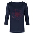 thumbnail image 5 of lcziwo Womens 3/4 Sleeve Tops Cotton Celebration Casual Blouse Plus Size Patriotic 250th American Flag Print Summer Tee Navy XXXL, 5 of 6