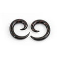 thumbnail image 2 of Pair of Black & Red Glass Tapers Stripe Spiral Design, 2 of 23