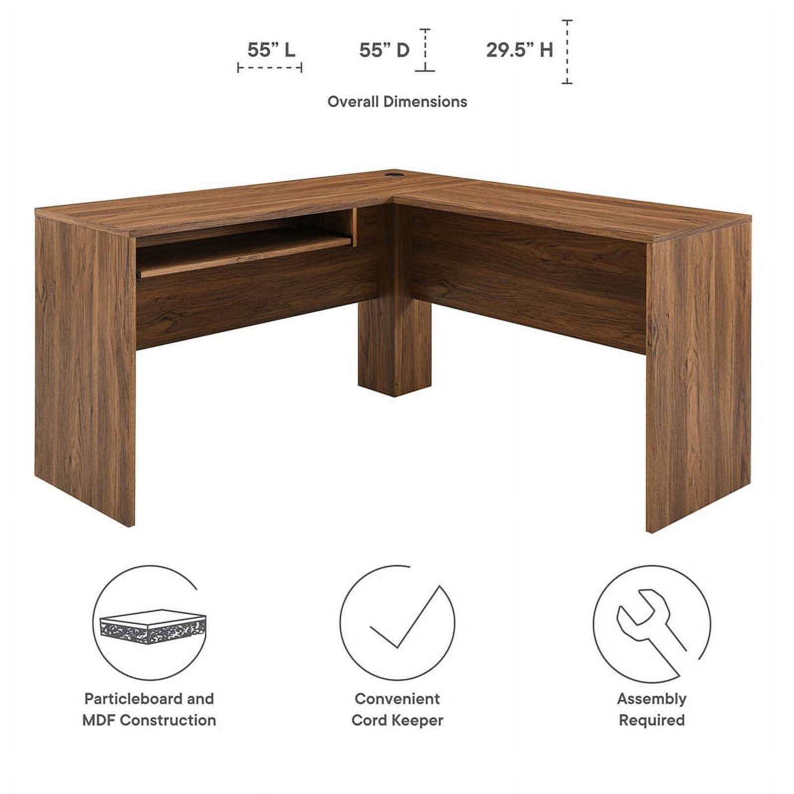 Modway Venture Modern MDF Wood L-Shaped Office Desk in Walnut