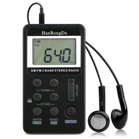 Mini Digital Portable Pocket Handy LCD AM FM Radio 2 Band Stereo Receiver with Sleep Timer, Preset, Alarm Clock and (Best Am Fm Portable Pocket Radio)