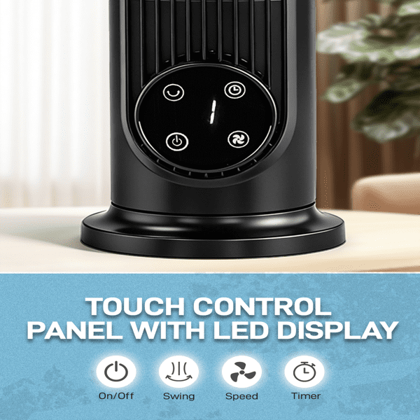 Alvantor 16-Inch Mini Tower Fan with Remote, 3 Speeds, Oscillation, 9-Hour Timer, Floor or Wall Mount, Black
