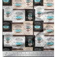 thumbnail image 1 of Soimoi Brown polyester Crepe Fabric Caramel & Americano Coffee Beverages Print Sewing Fabric Yard 52 Inch Wide, 1 of 3