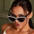 thumbnail image 3 of 2026 European and American trendy stylish personalized handcrafted diamond-embellished cat-eye sunglasses, fashionable retro high-end sunglasses for women, 3 of 6