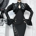 thumbnail image 2 of Gothic Sexy Lace Mesh Flared Long Sleeve Smock Y2K Vintage Black See Through Cover-ups  Skeleton Shrug Top, 2 of 13