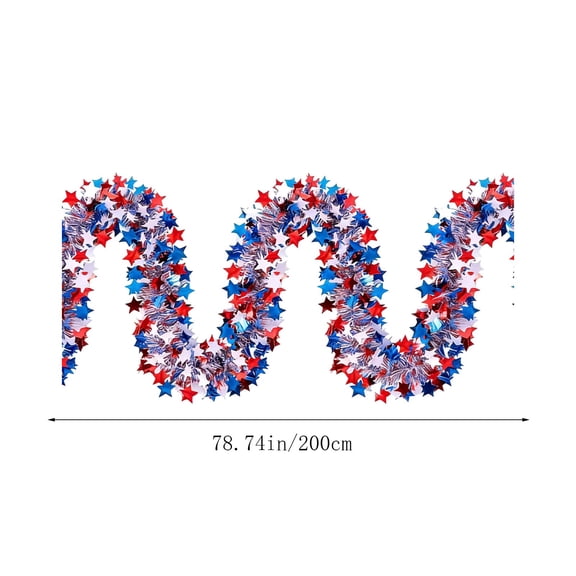 Dpityserensio 4th of July Patriotic Glitter Tinsel Garland Decoration Foil Wreath Hanging Decorations Parade Shiny Tinsels for Independence Day Memorial Day Decor