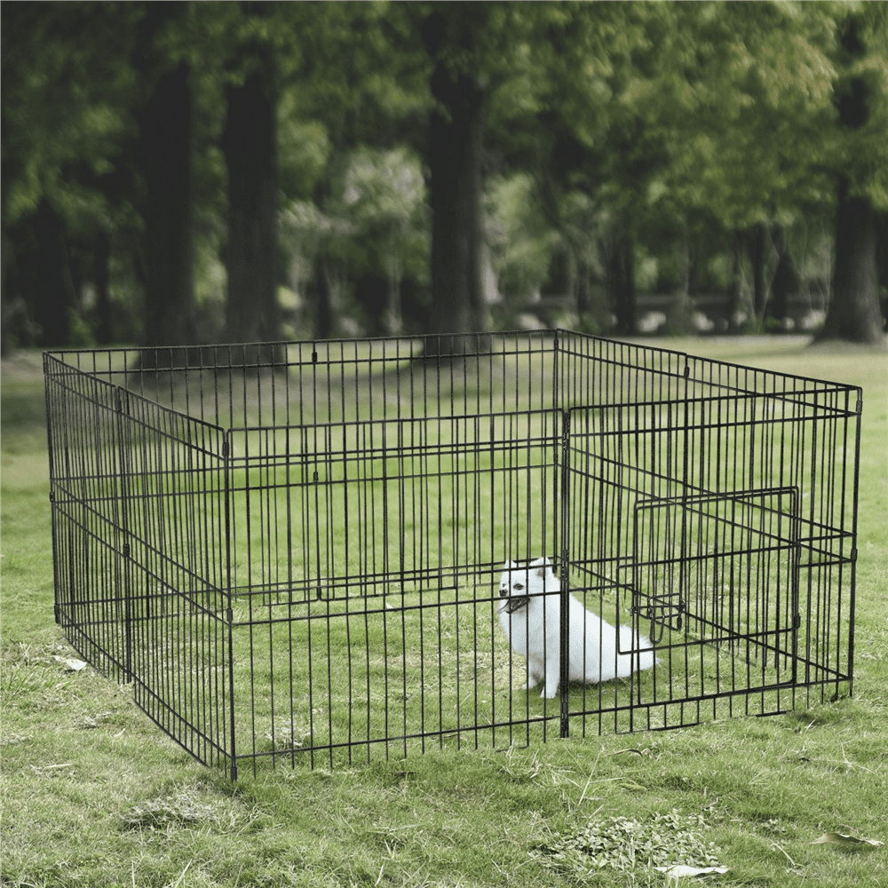 Renwick 16 Panels Foldable Pet Playpen For Puppies, Metal, Indoor & Outdoor, Black