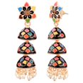 thumbnail image 3 of Efulgenz Indian Jewelry Bollywood Antique Crystal Faux Pearl Beaded Drop Multilayer Jhumka Jhumki Dangle Earrings Set, 3 of 4