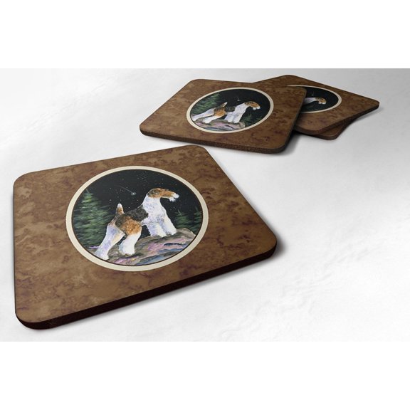 Carolines Treasures SS8500FC Starry Night Fox Terrier Foam Coaster Set of 4 3 1/2 x 3 1/2 multicolor