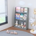 thumbnail image 2 of Peispie 3 Tier Kids Book Shelf, Wooden Kids Book Rack for Reading Corner, Display Bookcase & Storage Organizer for Toddlers, Nursery, Playroom, Bedroom, Grey, 2 of 6