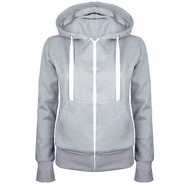 ICHUANYI ClearanceFashion Women Casual Hooded Slim Zipper Fleece Sweater Coat(Gray, XXL) ICHUANYI WER20232080501180