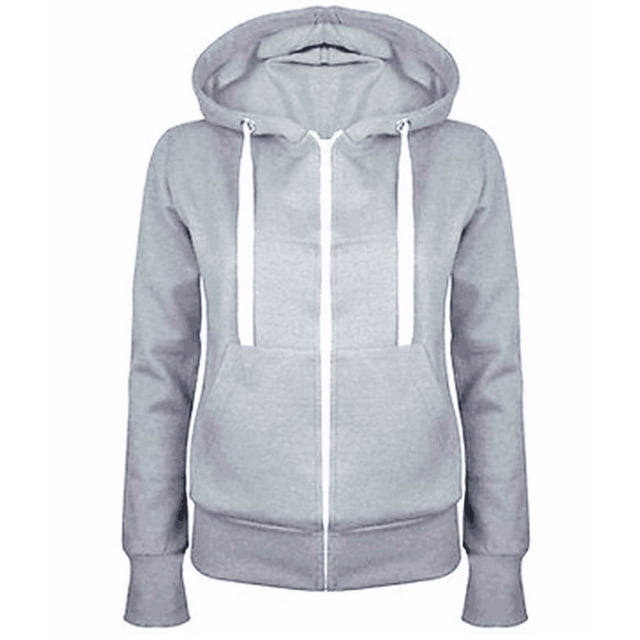 TIMIFIS Chandail à Capuchon à Manches Longues pour Femmes, Veste de Survêtement Zippée avec Poches - Gris - TG Automne