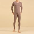 thumbnail image 2 of Thermal Underwear Men Base Layer Set Mens Velvet Thermal Underwear Set Base Layer Men Brown XXXL, 2 of 5