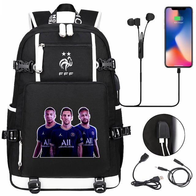 Mbappe Sac à Dos Multifonction, Sac d'École Grande Capacité Star de Football, avec Port de Charge USB/casque, Adapté pour Garçons-HAPDEN