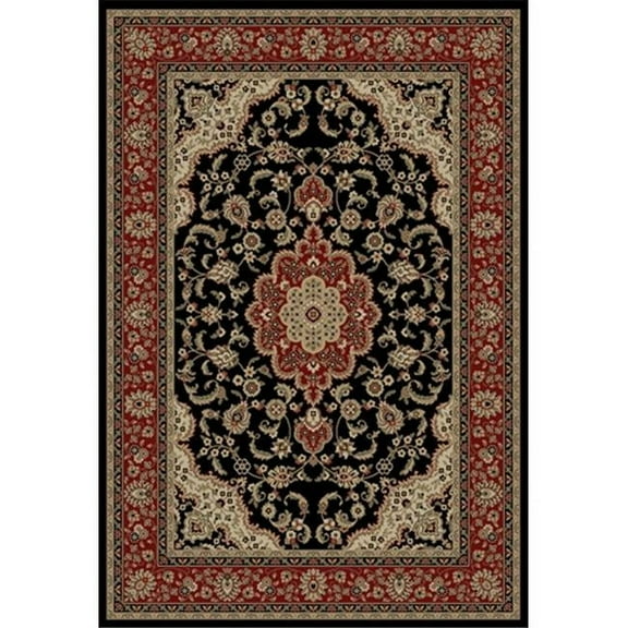 Barclay Medallion Kashan 6 ft. 7 in. x 9 ft. 6 in. Rectangular Area Rug in Black