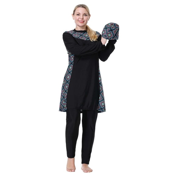 EYNMVR Plus Size Muslim Swimsuits for Women Rash Guard Swimwear Top Pants with Hijab/Cap
