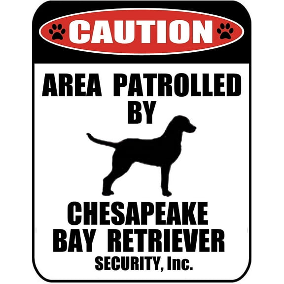 Caution Area Patrolled by a Chesapeake Bay Retriever 9 inch x 11.5 inch Laminated Dog Sign